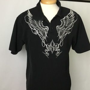 South Pole Men’s XL Blk Cotton Polo Embr. Graphic